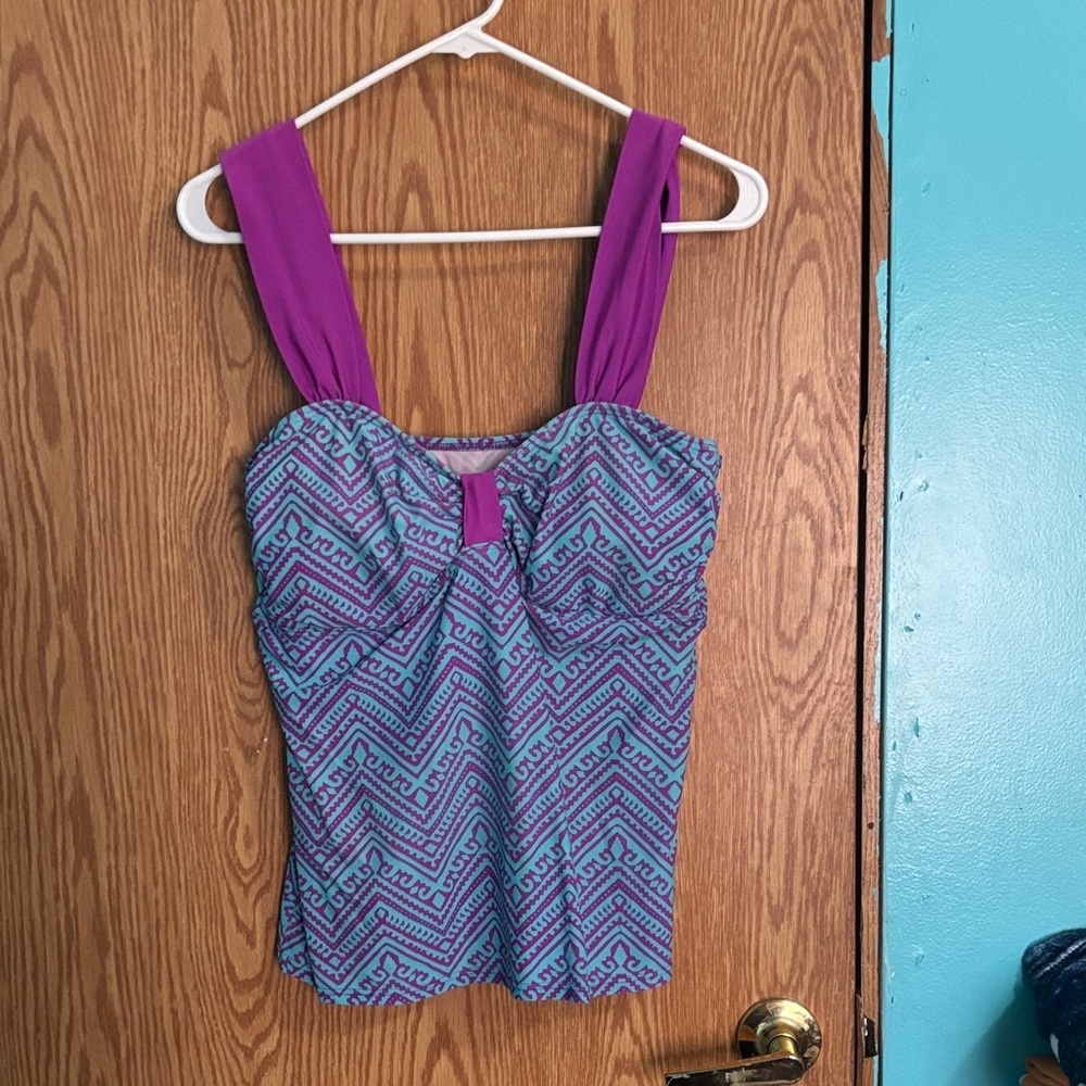 Purple and Blue Patterned Women's bathing suit Top